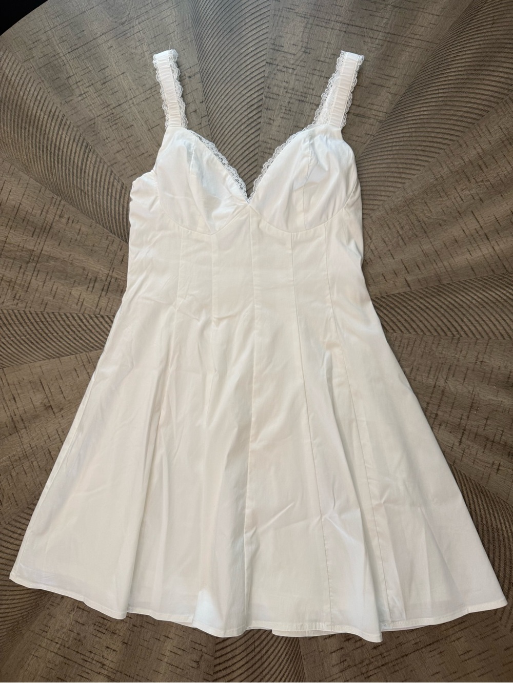 White Mini Dress with Lace-Trim Straps